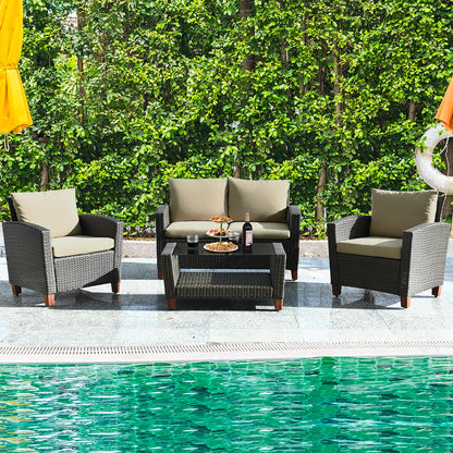 Set di 4 mobili da giardino in rattan e vimini per esterni