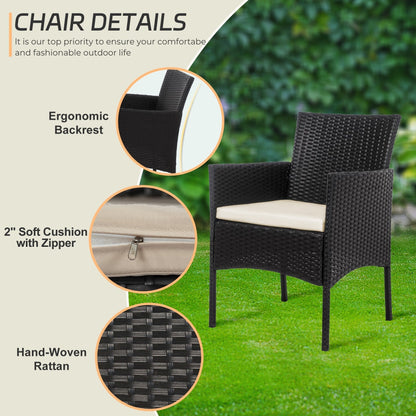 Set di mobili da giardino in vimini da 4 pezzi, set di mobili da esterno in rattan con cuscini