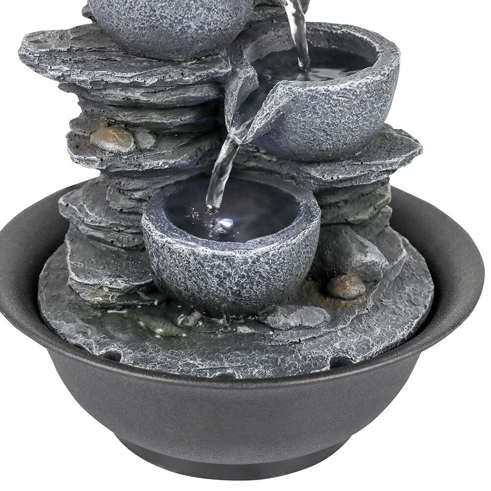 Fontana d'acqua a 4 livelli per il relax da interno, cascata per la casa