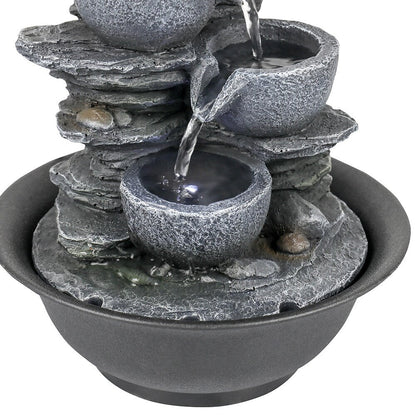 Fontana d'acqua a 4 livelli per il relax da interno, cascata per la casa
