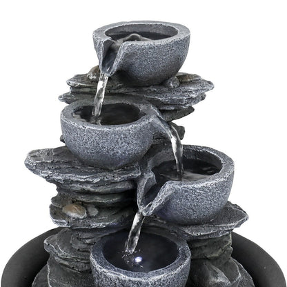 Fontana d'acqua a 4 livelli per il relax da interno, cascata per la casa