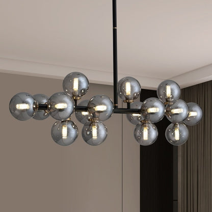 Lampadario lineare moderno di metà secolo da 40 pollici, lampada a sospensione Sputnik in ottone dorato a 16 luci con globo in vetro smerigliato per sala da pranzo