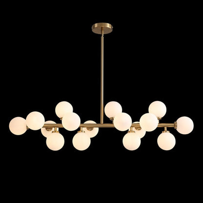 Lampadario lineare moderno di metà secolo da 40 pollici, lampada a sospensione Sputnik in ottone dorato a 16 luci con globo in vetro smerigliato per sala da pranzo