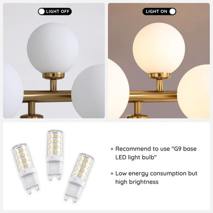 Lampadario lineare moderno di metà secolo da 40 pollici, lampada a sospensione Sputnik in ottone dorato a 16 luci con globo in vetro smerigliato per sala da pranzo