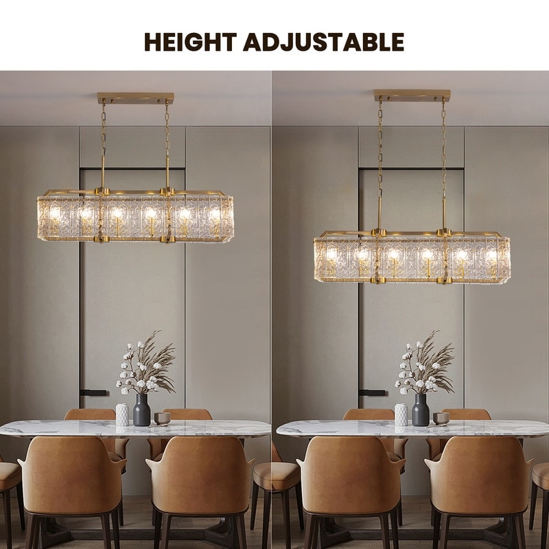 Lampadari di cristallo moderni lineari da 40 pollici Lampadario rettangolare in ottone dorato a 16 luci per sala da pranzo, soggiorno, isola della cucina