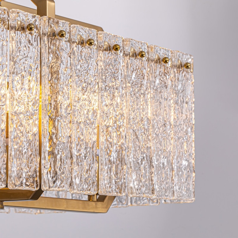 Lampadari di cristallo moderni lineari da 40 pollici Lampadario rettangolare in ottone dorato a 16 luci per sala da pranzo, soggiorno, isola della cucina