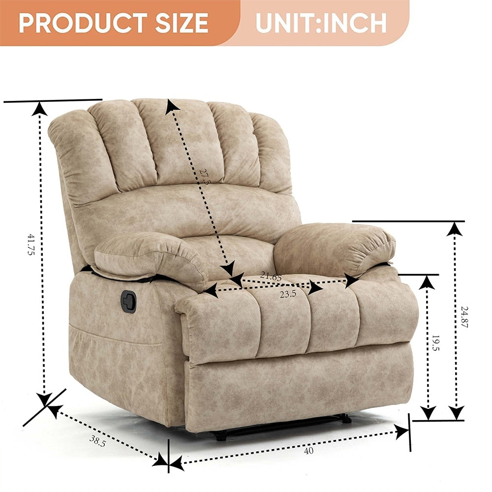 Poltrona reclinabile manuale oversize da 41 W, poltrone reclinabili extra larghe