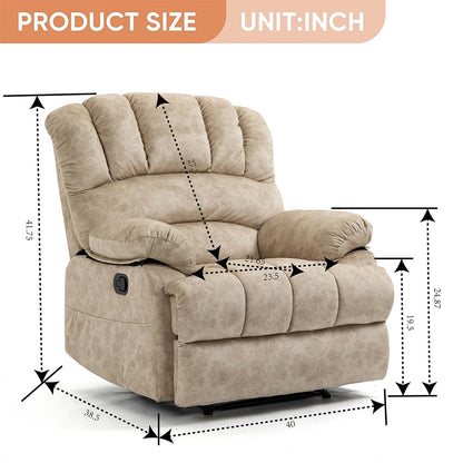 Poltrona reclinabile manuale oversize da 41 W, poltrone reclinabili extra larghe
