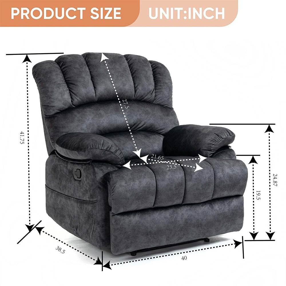 Poltrona reclinabile manuale oversize da 41 W, poltrone reclinabili extra larghe