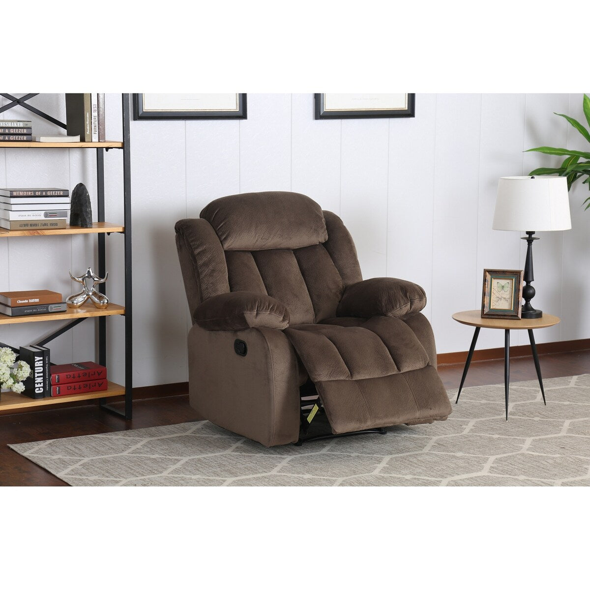 41 sedia a dondolo reclinabile in tessuto microsuede color marrone orsetto