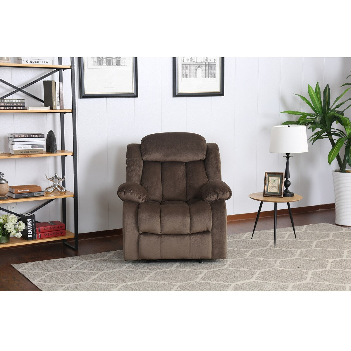 41 sedia a dondolo reclinabile in tessuto microsuede color marrone orsetto