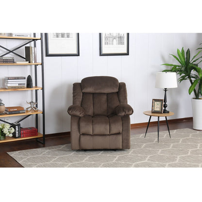 41 sedia a dondolo reclinabile in tessuto microsuede color marrone orsetto