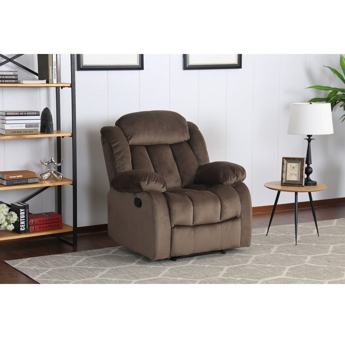 41 sedia a dondolo reclinabile in tessuto microsuede color marrone orsetto