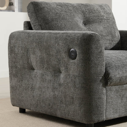 Divano singolo 42*33, poltrona con seduta ampia, caricabatterie a doppia porta, design con tirante e trapuntato, schiuma ad alta densità