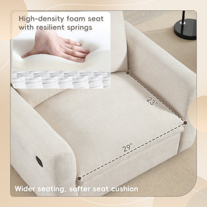 Poltrona con seduta larga da 42 pollici, caricabatterie a doppia porta e design con tirante imbottito di Harper&amp;Bright Designs