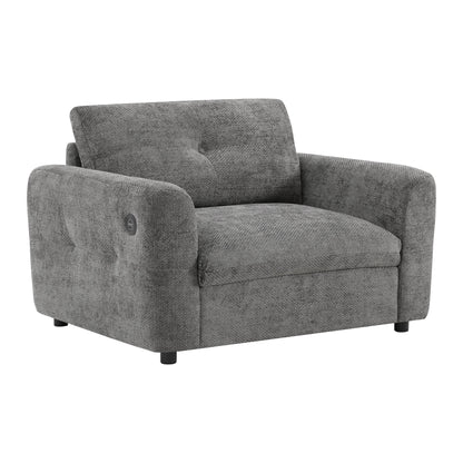 Poltrona con seduta larga da 42 pollici, caricabatterie a doppia porta e design con tirante imbottito di Harper&amp;Bright Designs
