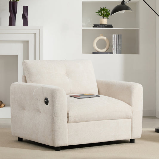 Poltrona con seduta larga da 42 pollici, caricabatterie a doppia porta e design con tirante imbottito di Harper&amp;Bright Designs