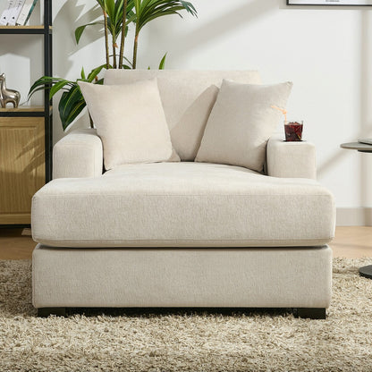 Divano moderno con chaise longue oversize da 43,5 metri, con cuscini, stazione di ricarica e portabicchieri, tessuto in ciniglia