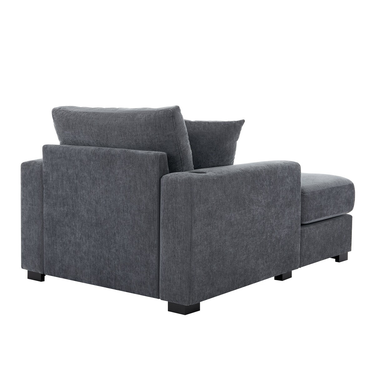 Divano moderno con chaise longue oversize da 43,5 metri, con cuscini, stazione di ricarica e portabicchieri, tessuto in ciniglia