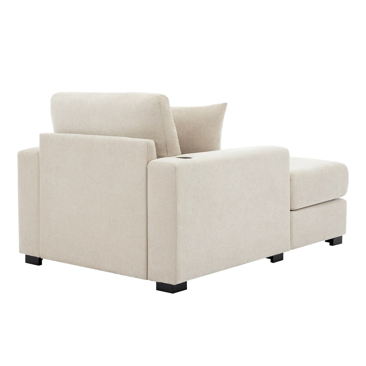 Divano moderno con chaise longue oversize da 43,5 metri, con cuscini, stazione di ricarica e portabicchieri, tessuto in ciniglia