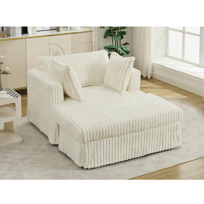 Chaise longue oversize in velluto a coste da 47,7 pollici con poggiapiedi reclinabile