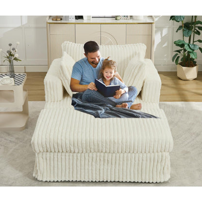 Chaise longue oversize in velluto a coste da 47,7 pollici con poggiapiedi reclinabile