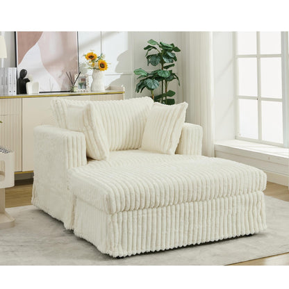 47.7 Chaise Longue oversize in velluto a coste con pouf