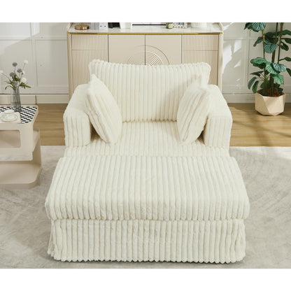 47.7 Chaise Longue oversize in velluto a coste con pouf