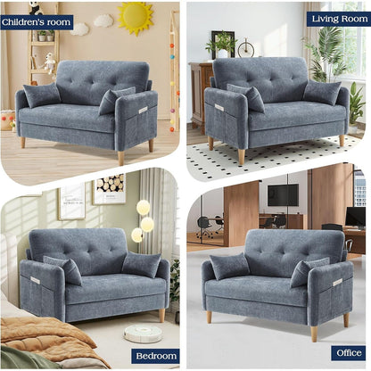 Divano a due posti in ciniglia 47 - Divano piccolo con fodera e cuscino sfoderabili, perfetto per appartamento/dormitorio