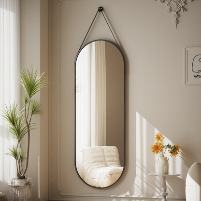 Specchio da parete a figura intera 48 x 16 con cinturino in pelle