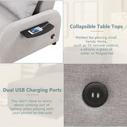 Divano letto 3 in 1 da 48,82 posti con tavolino a 2 ali e ricarica USB