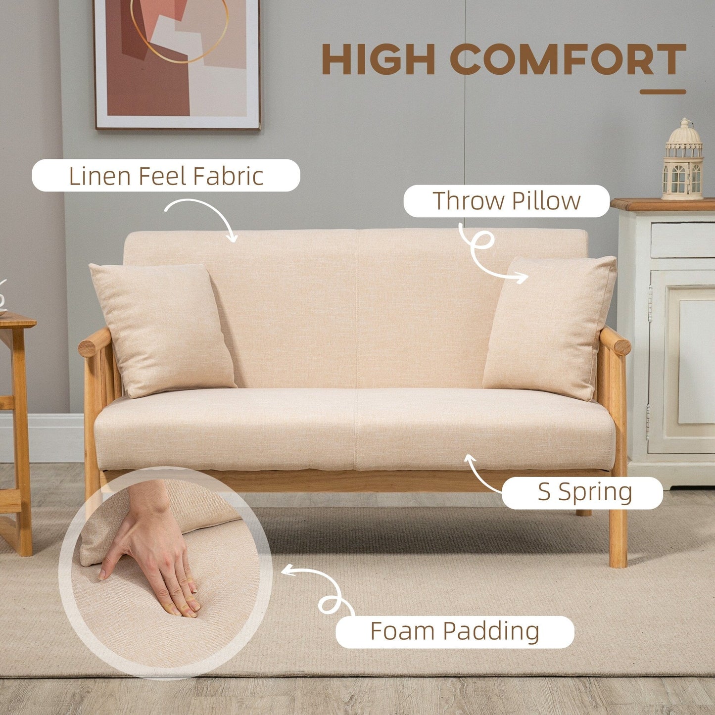 Divano a due posti da 48 posti per camera da letto, mobili moderni a due posti, divano imbottito piccolo per piccoli spazi
