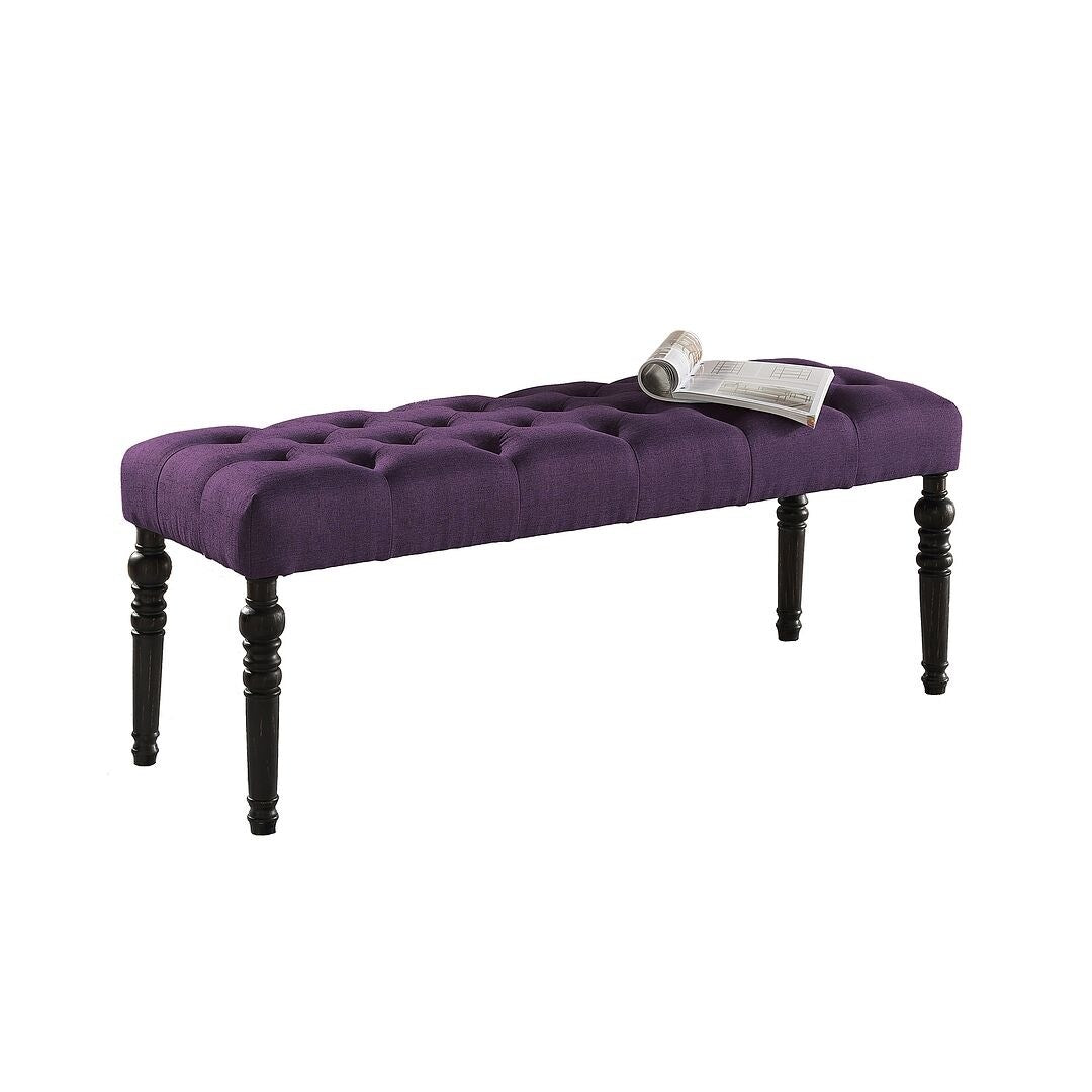Panca da pranzo moderna con gambe tornite e trapuntate in tessuto 48x16x19,5 pollici - 48x16x19,5 pollici