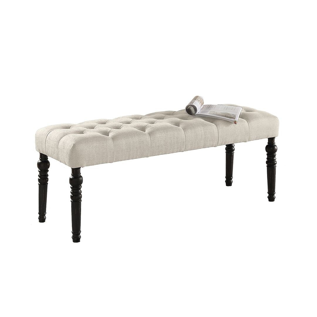 Panca da pranzo moderna con gambe tornite e trapuntate in tessuto 48x16x19,5 pollici - 48x16x19,5 pollici