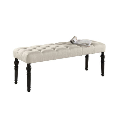 Panca da pranzo moderna con gambe tornite e trapuntate in tessuto 48x16x19,5 pollici - 48x16x19,5 pollici
