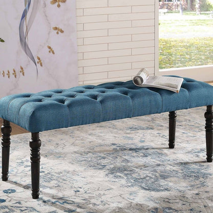 Panca da pranzo moderna con gambe tornite e trapuntate in tessuto 48x16x19,5 pollici - 48x16x19,5 pollici