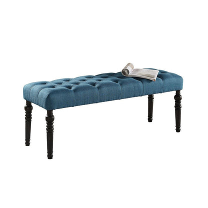 Panca da pranzo moderna con gambe tornite e trapuntate in tessuto 48x16x19,5 pollici - 48x16x19,5 pollici