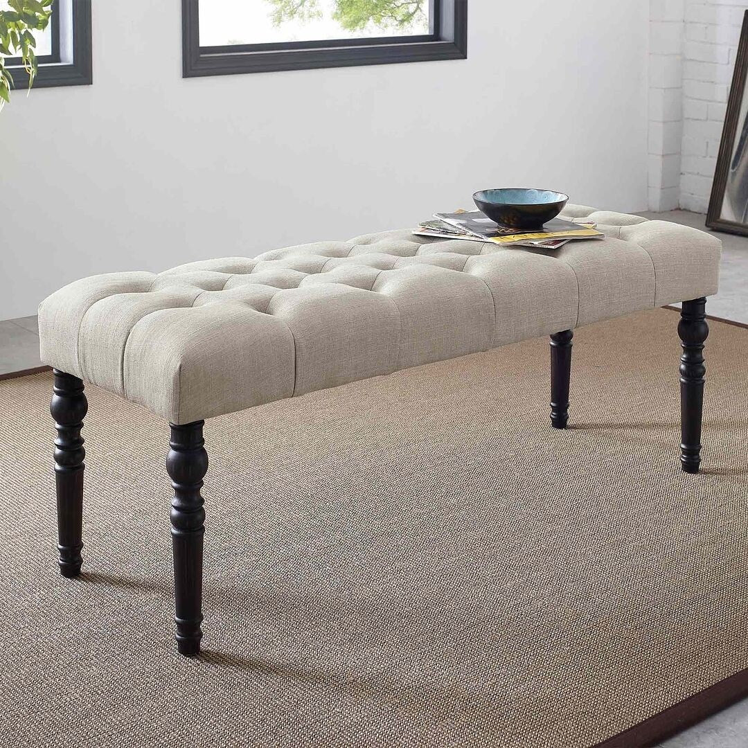 Panca da pranzo moderna con gambe tornite e trapuntate in tessuto 48x16x19,5 pollici - 48x16x19,5 pollici