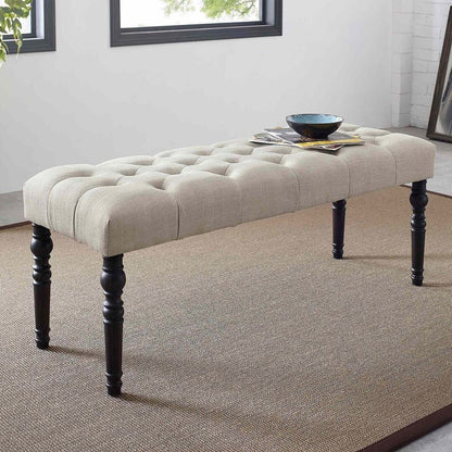 Panca da pranzo moderna con gambe tornite e trapuntate in tessuto 48x16x19,5 pollici - 48x16x19,5 pollici