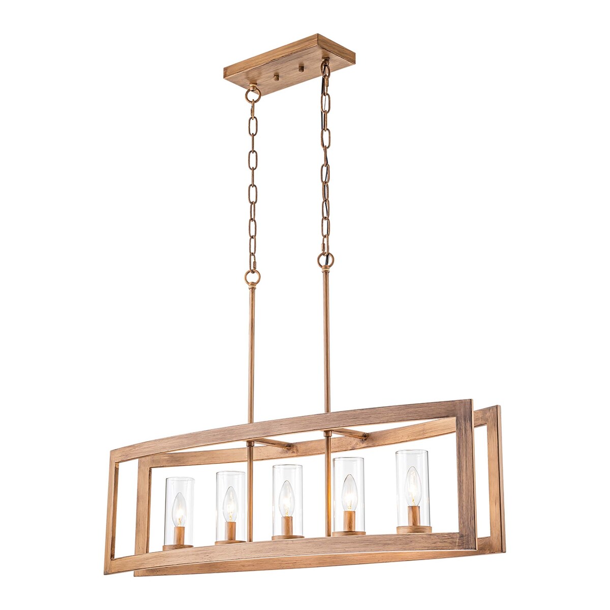 Lampadario rettangolare vintage in vetro a 5 luci, in stile industriale moderno di metà secolo, per isola da cucina