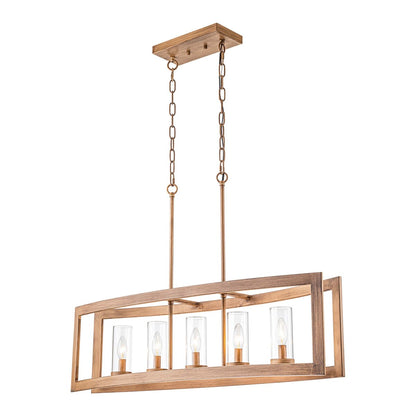 Lampadario rettangolare vintage in vetro a 5 luci, in stile industriale moderno di metà secolo, per isola da cucina
