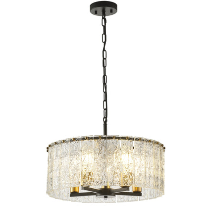 Lampadario moderno a tamburo rotondo a 5 luci, lampadario classico semi-incassato, lampada a sospensione per isola cucina e sala da pranzo