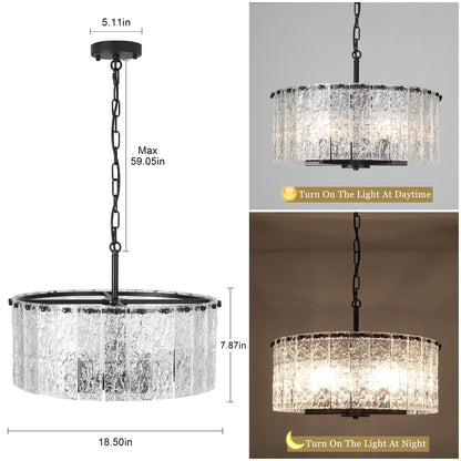 Lampadario moderno a tamburo rotondo a 5 luci, lampadario classico semi-incassato, lampada a sospensione per isola cucina e sala da pranzo