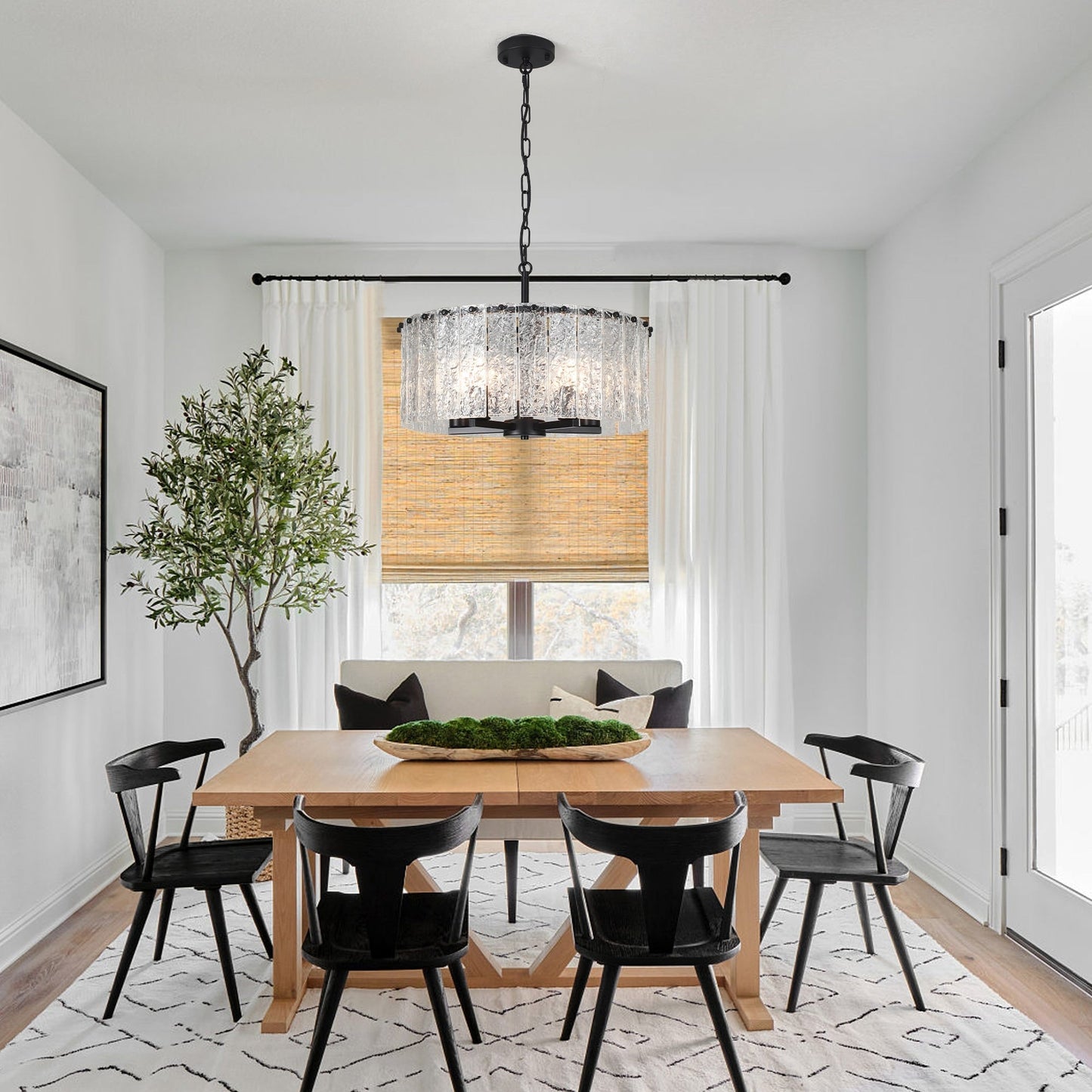 Lampadario moderno a tamburo rotondo a 5 luci, lampadario classico semi-incassato, lampada a sospensione per isola cucina e sala da pranzo