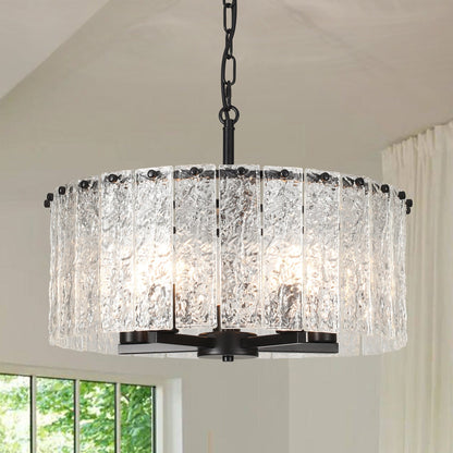 Lampadario moderno a tamburo rotondo a 5 luci, lampadario classico semi-incassato, lampada a sospensione per isola cucina e sala da pranzo