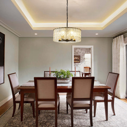 Lampadario moderno a tamburo rotondo a 5 luci, lampadario classico semi-incassato, lampada a sospensione per isola cucina e sala da pranzo