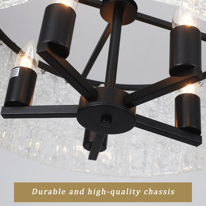 Lampadario moderno a tamburo rotondo a 5 luci, lampadario classico semi-incassato, lampada a sospensione per isola cucina e sala da pranzo