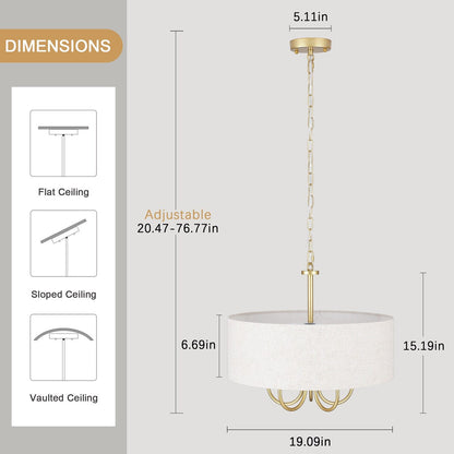 Lampada da soffitto moderna a 5 luci con montaggio a semi-incasso per sala da pranzo, camera da letto, soggiorno - N/D