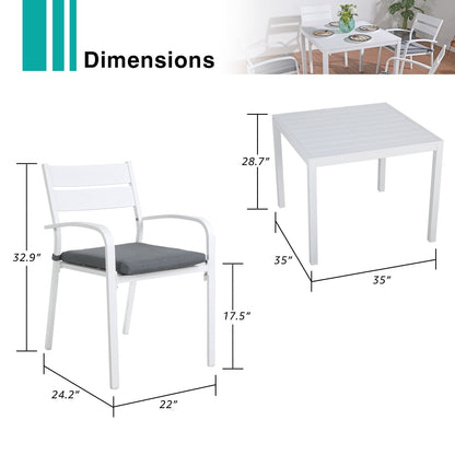 Set da pranzo in alluminio per esterni da 5 pezzi
