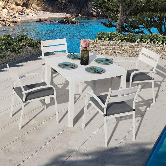 Set da pranzo in alluminio per esterni da 5 pezzi